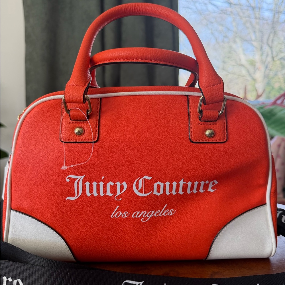 Juicy Couture Orange & White Dome Satchel NWOT